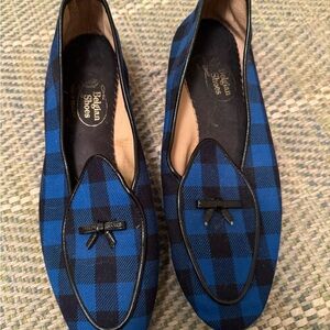 Blue and Black plaid Belgian shoes Loafers